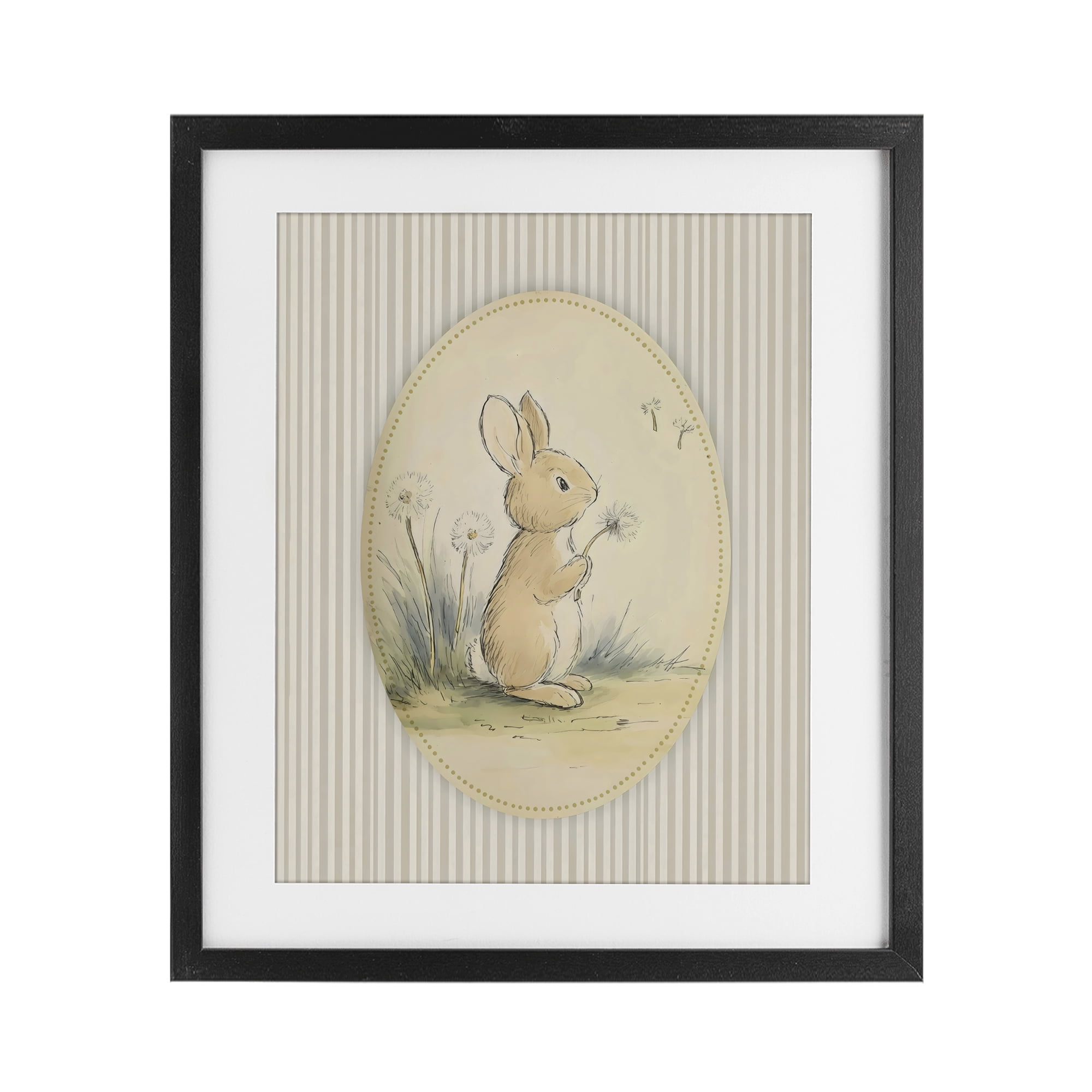 Stupell Industries Baby Bunny in Dandelions Black Framed Print Under Glass, design by Arlington Prints