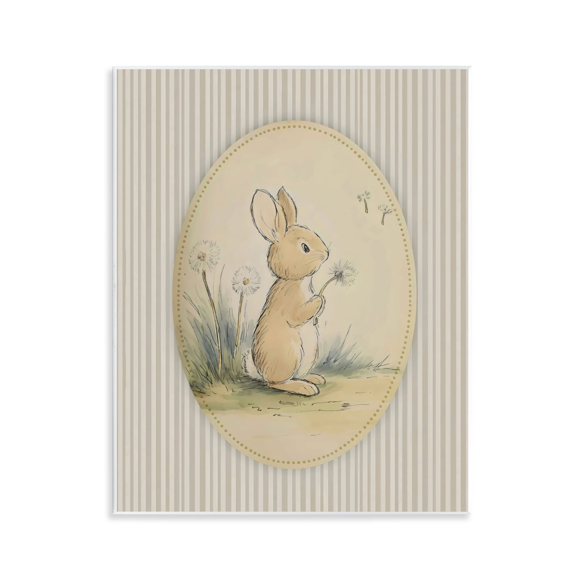 Stupell Industries Baby Bunny in Dandelions Wall Plaque Art, design by Arlington Prints