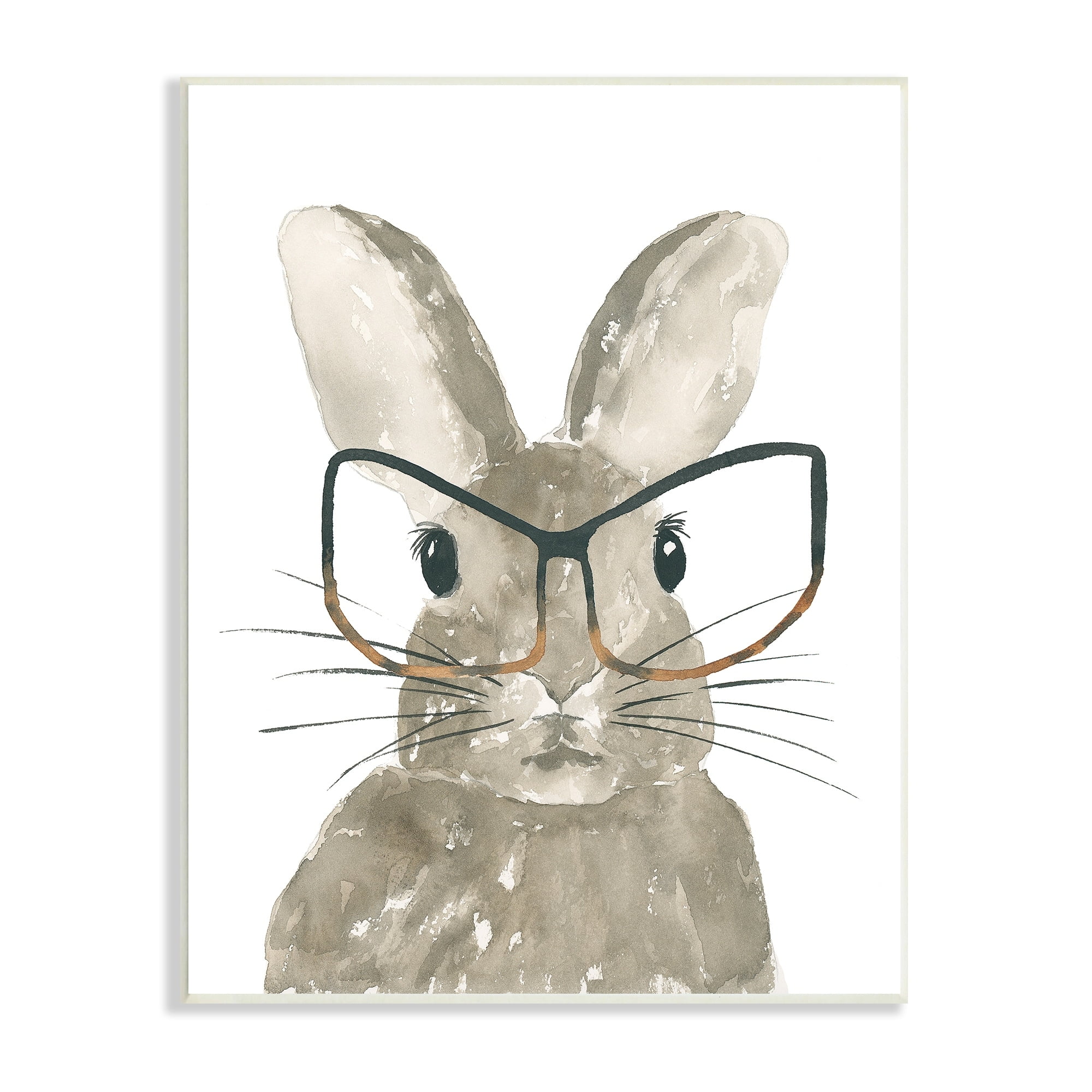 Stupell Industries Baby Bunny with Large Glasses Children's Woodland Animal, 10 x 15,Design by Lucille Price