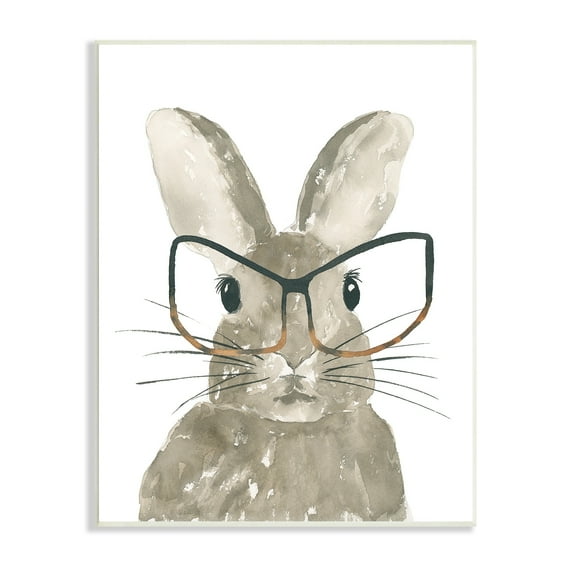 Stupell Industries Baby Bunny with Large Glasses Children's Woodland Animal, 10 x 15,Design by Lucille Price
