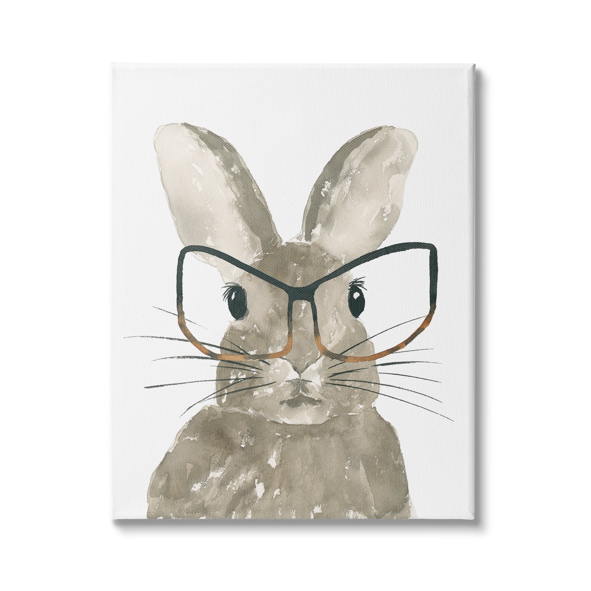 Stupell Industries Baby Bunny with Large Glasses Children's Woodland Animal, 36 x 48,Design by Lucille Price