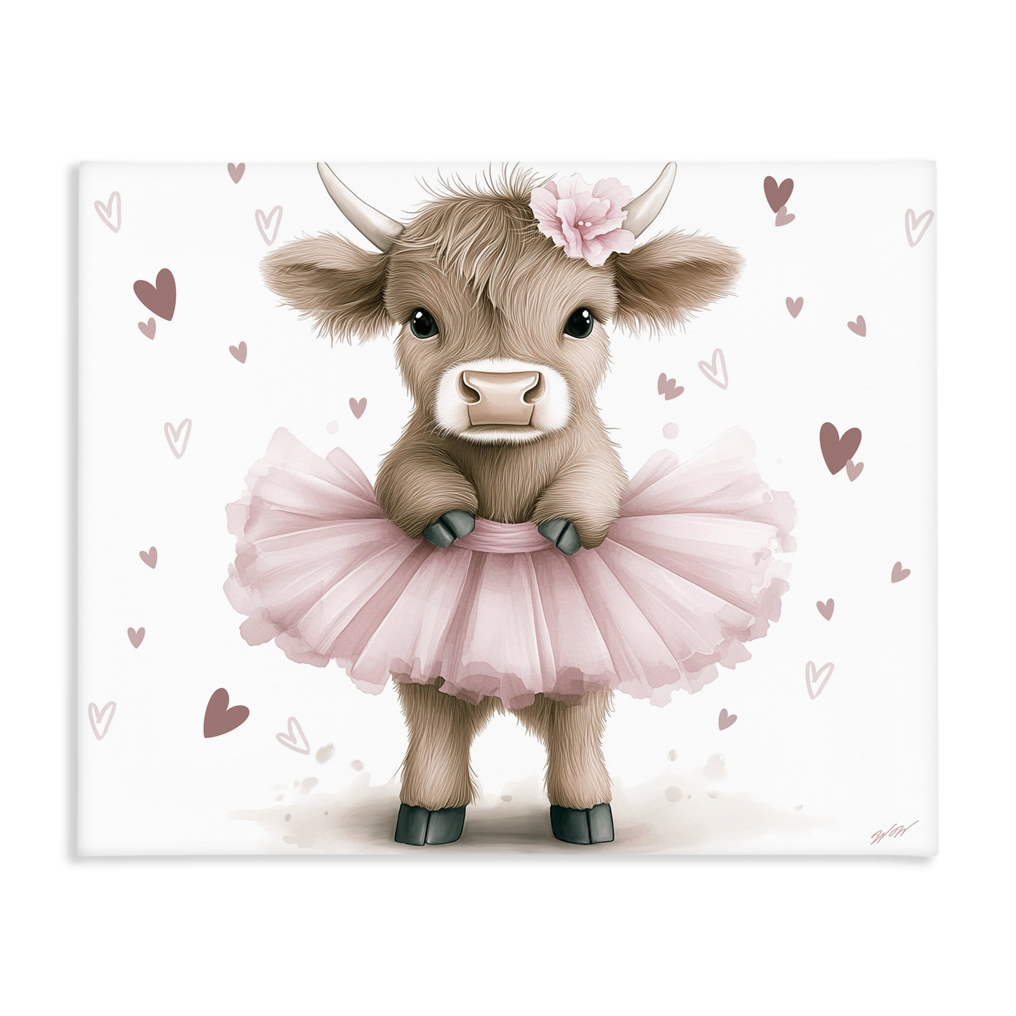 Stupell Industries Baby Calf with Tutu Canvas Wall Art, design by Whimsical Wonders