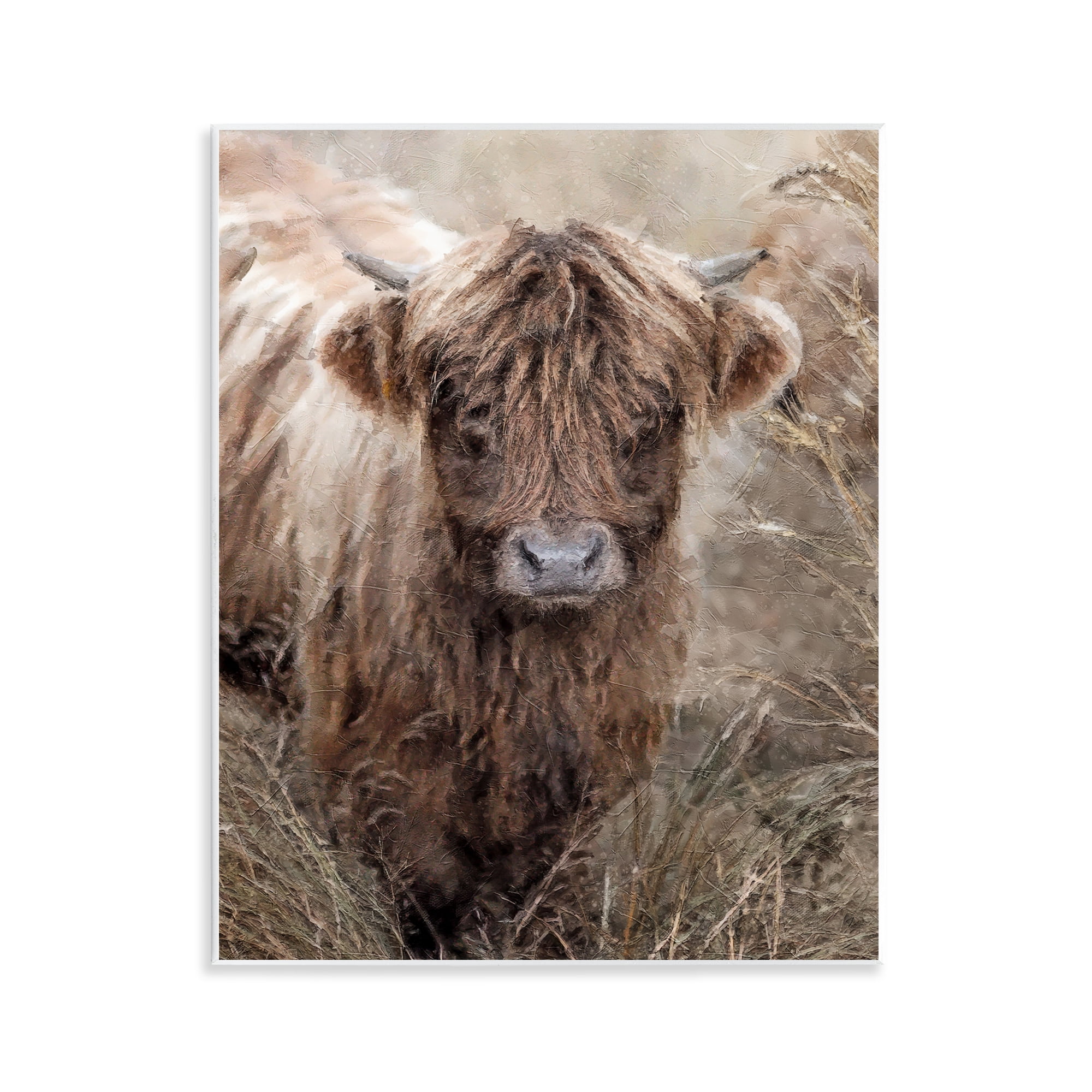 Stupell Industries Baby Cattle with Reeds Animals & Insects Painting Unframed Art Print Wall Art, 11 x 14