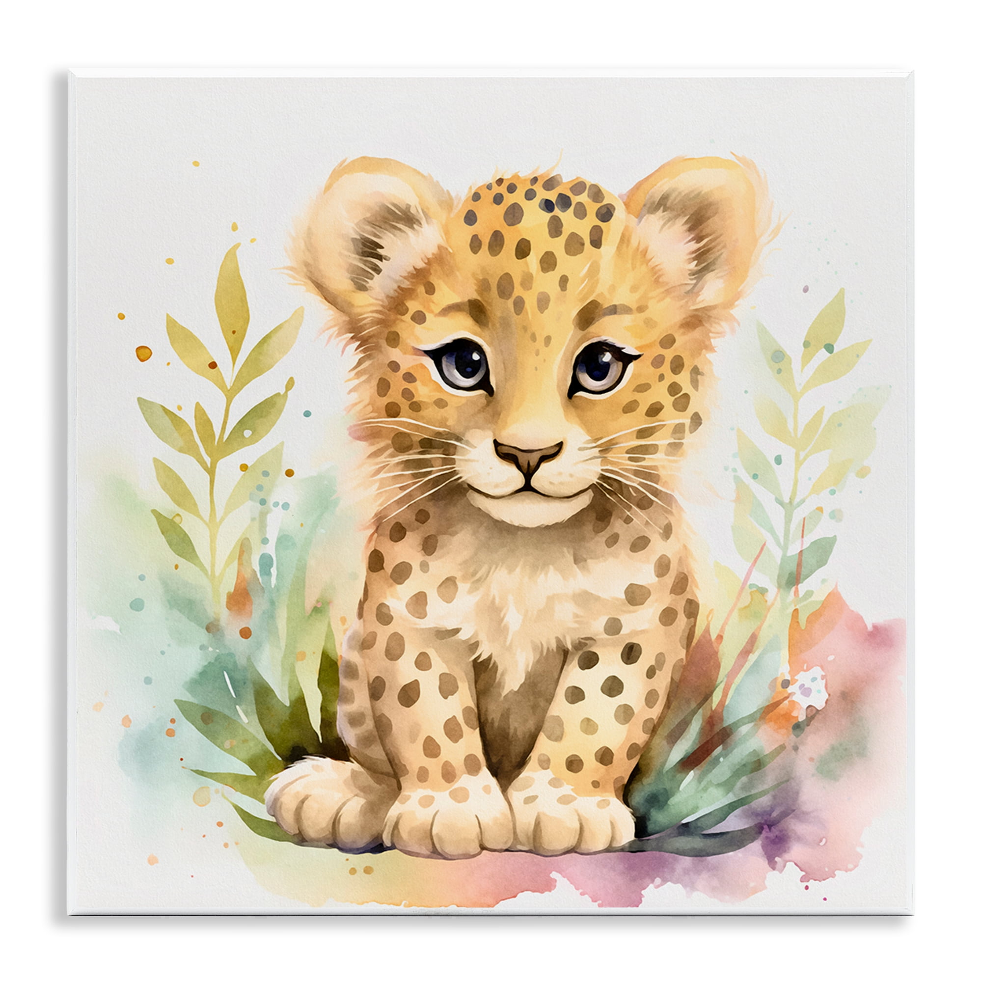 Stupell Industries Baby Cheetah Cub Animals Painting Unframed Art Print Wall Art, 12 x 12