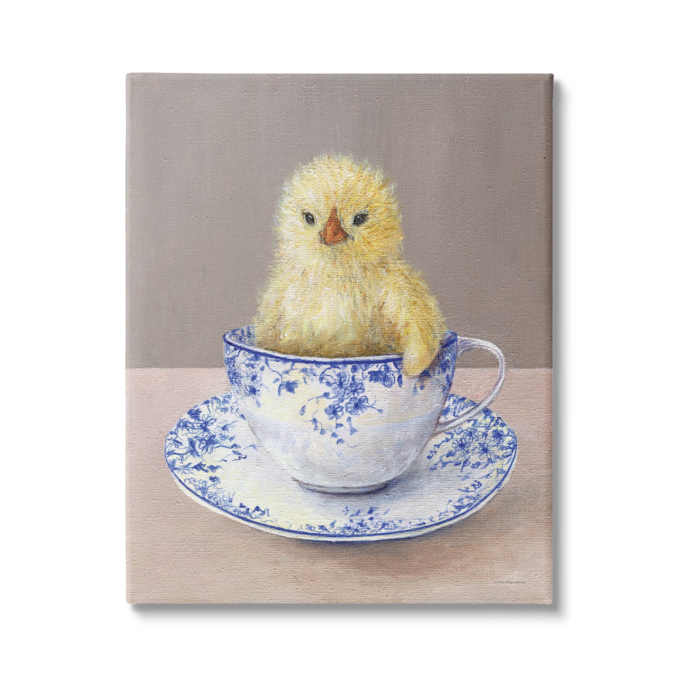 Stupell Industries Baby Chick Ornate Teacup Mug Painting Gallery Wrapped Canvas Print Wall Art, Design by Kamdon Kreations