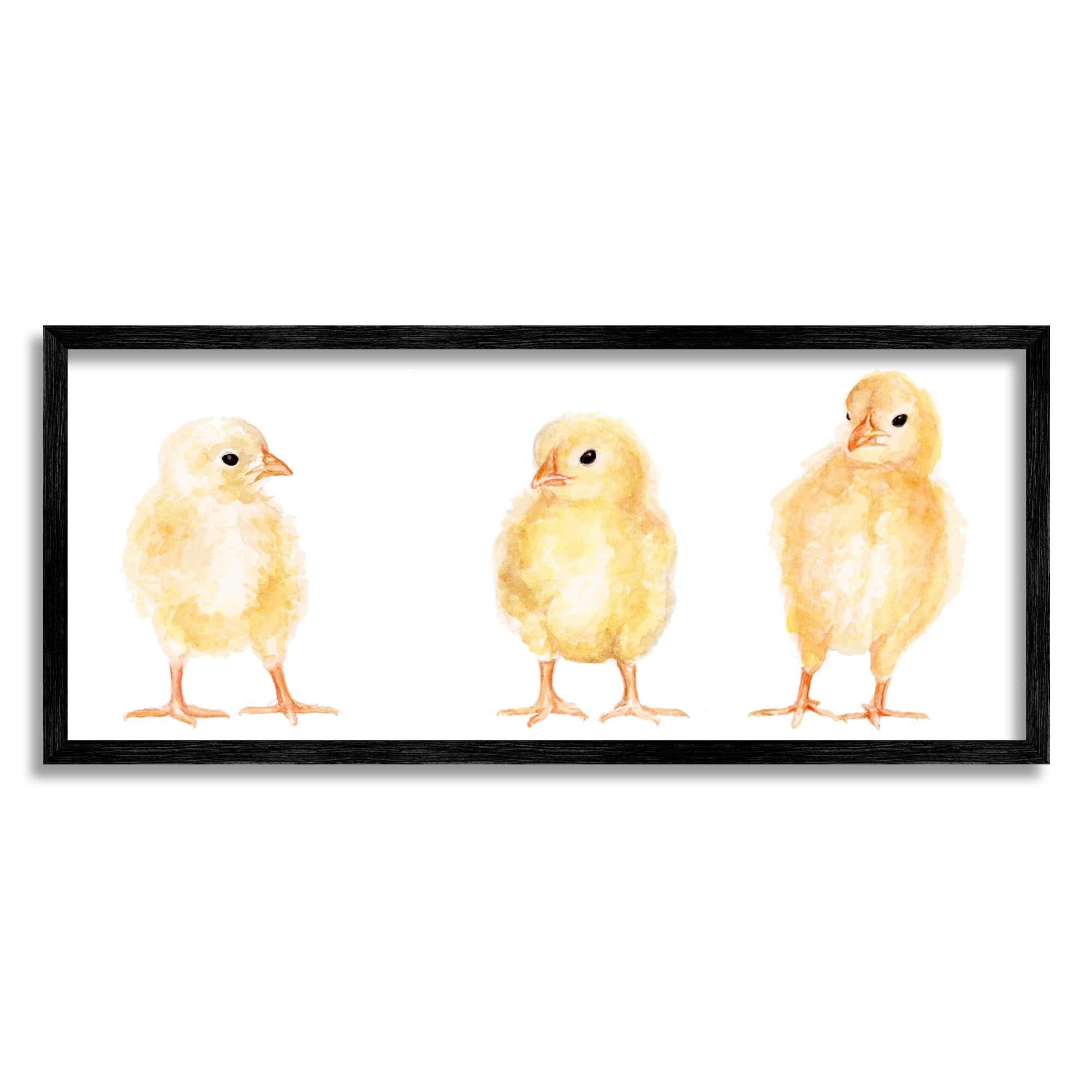 Stupell Industries Baby Chick Trio Watercolor Portrait Kids' Wild Animals, 24 x 10,Design by Fox Hollow Studios
