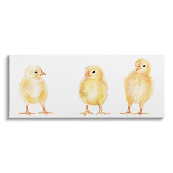 Stupell Industries Baby Chick Trio Watercolor Portrait Kids' Wild Animals, 30 x 13,Design by Fox Hollow Studios