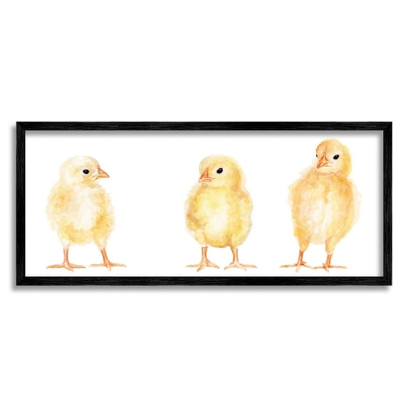 Stupell Industries Baby Chick Trio Watercolor Portrait Kids' Wild Animals, 30 x 13,Design by Fox Hollow Studios
