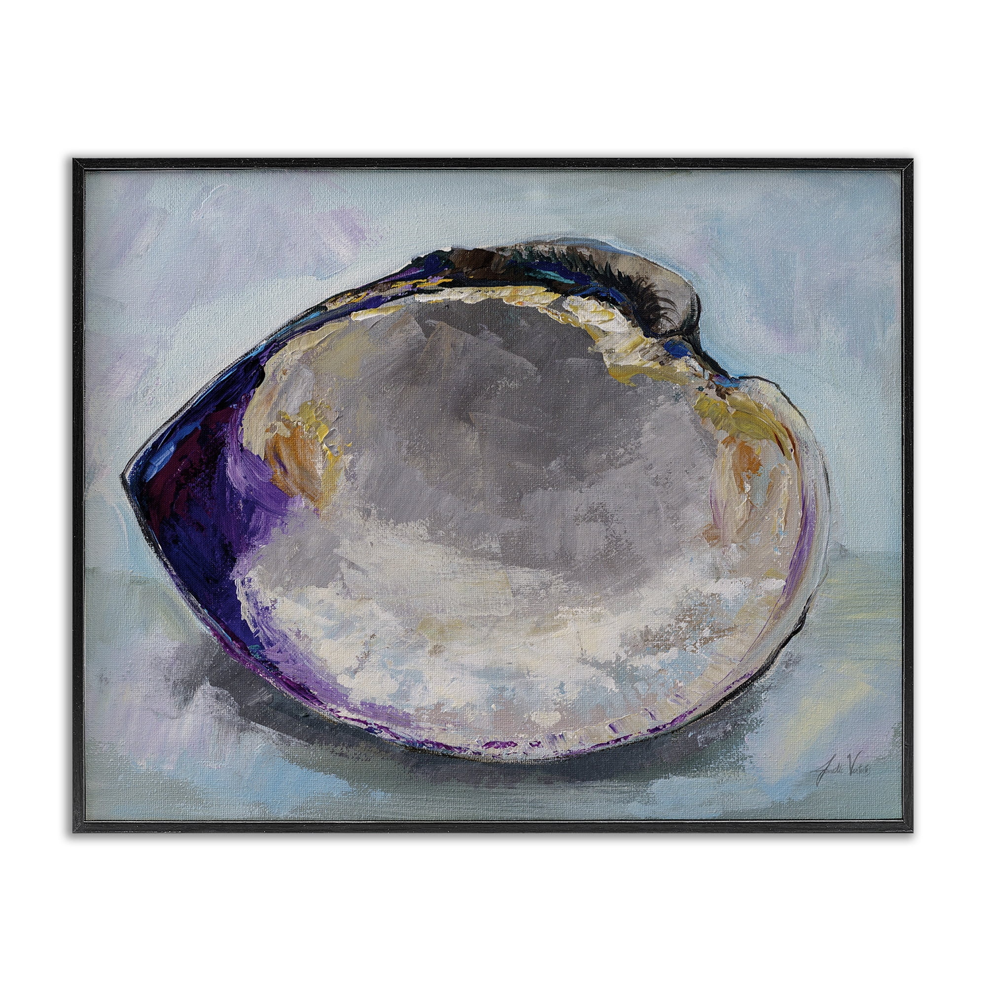 Stupell Industries Baby Clam Shell Animals & Insects Painting Black Framed Art Print Wall Art, 20 x 16