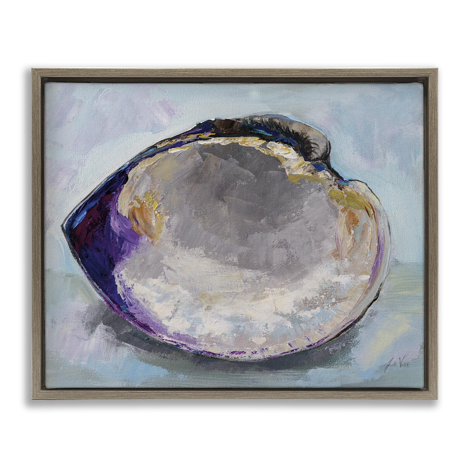 Stupell Industries Baby Clam Shell Animals & Insects Painting Brown Floater Framed Canvas Art Print Wall Art, 31 x 25