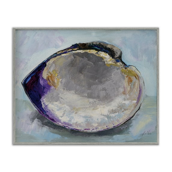Stupell Industries Baby Clam Shell Animals & Insects Painting Gray Framed Art Print Wall Art, 14 x 11
