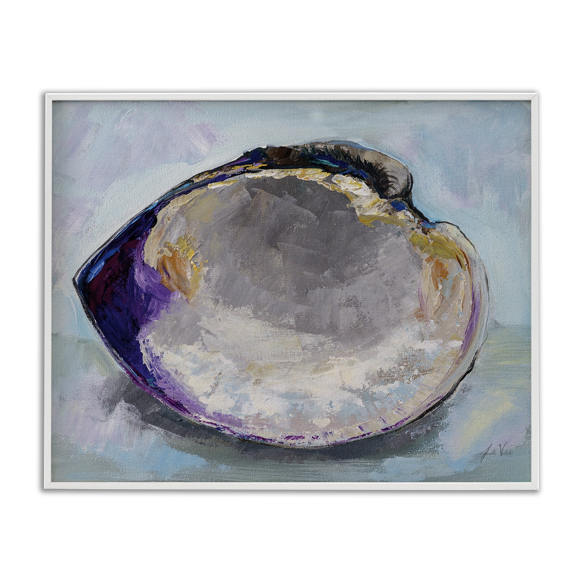 Stupell Industries Baby Clam Shell Animals & Insects Painting White Framed Art Print Wall Art, 20 x 16