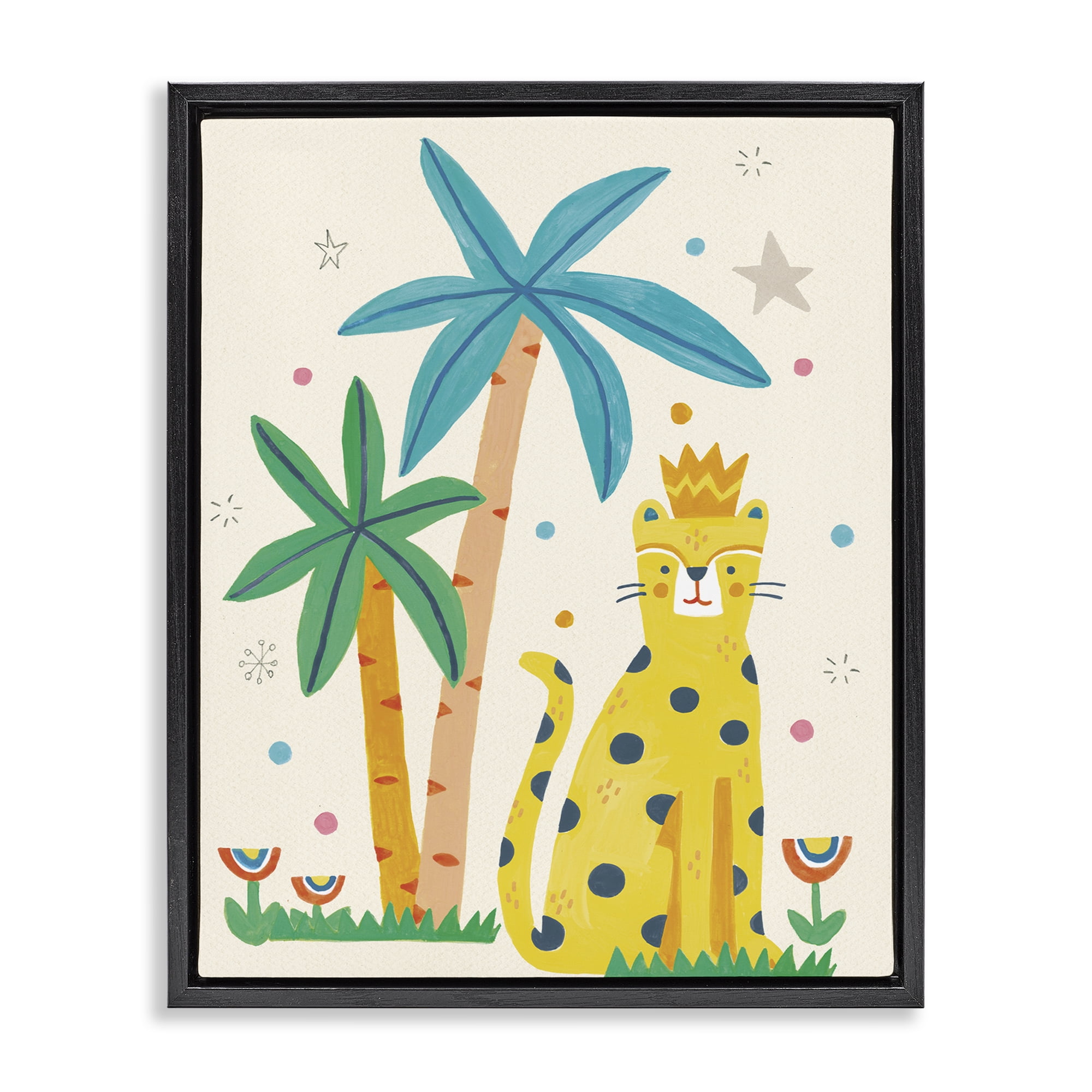 Stupell Industries Baby Cougar in Jungle Animals Painting Black Floater Framed Canvas Art Print Wall Art, 17 x 21