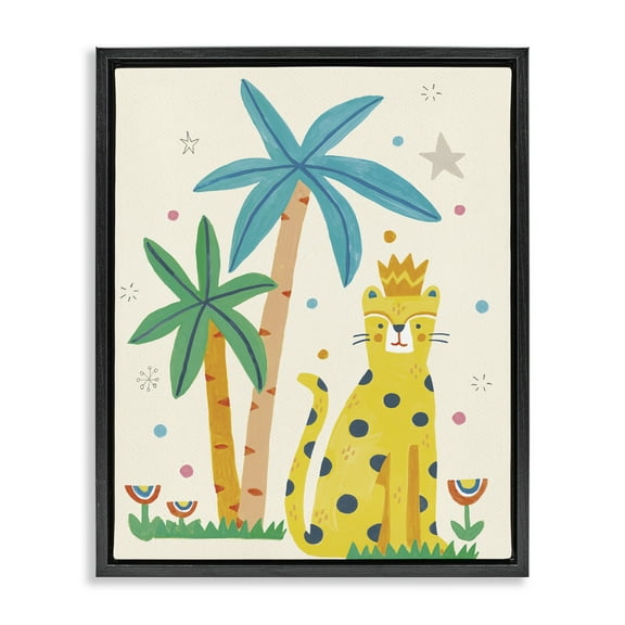 Stupell Industries Baby Cougar in Jungle Animals Painting Black Floater Framed Canvas Art Print Wall Art, 17 x 21