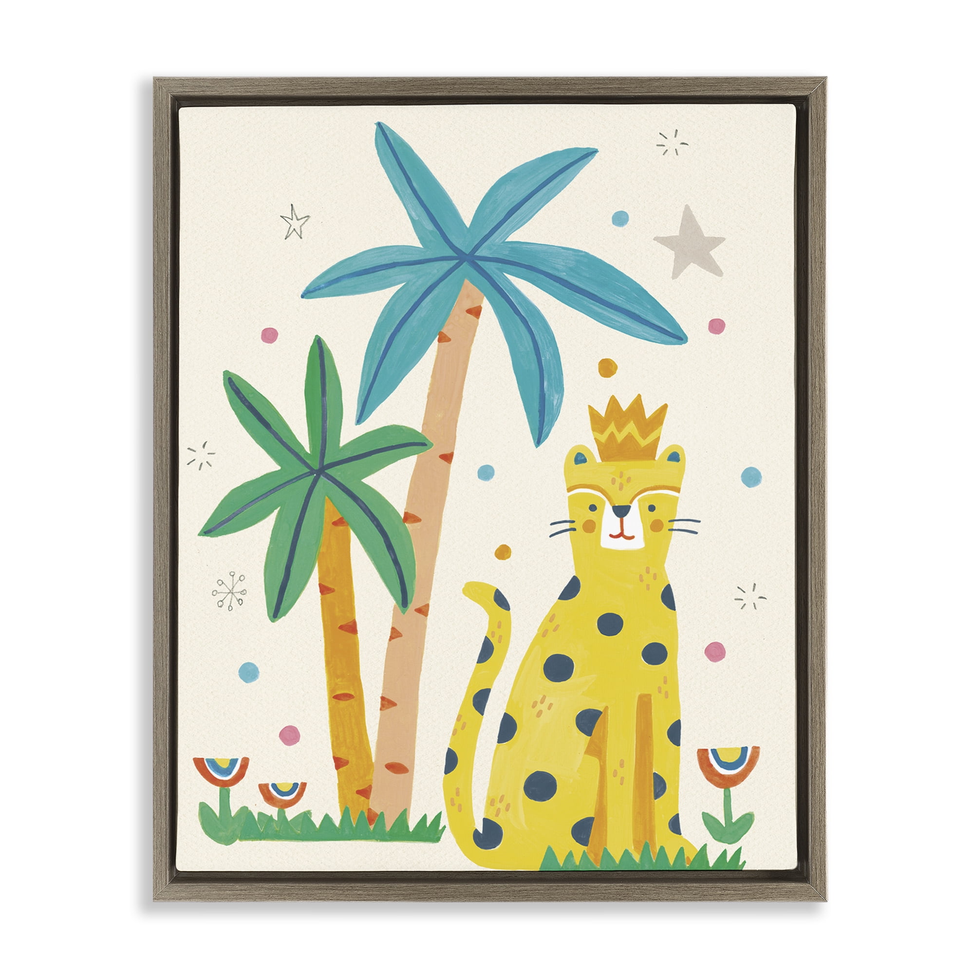 Stupell Industries Baby Cougar in Jungle Animals Painting Brown Floater Framed Canvas Art Print Wall Art, 17 x 21