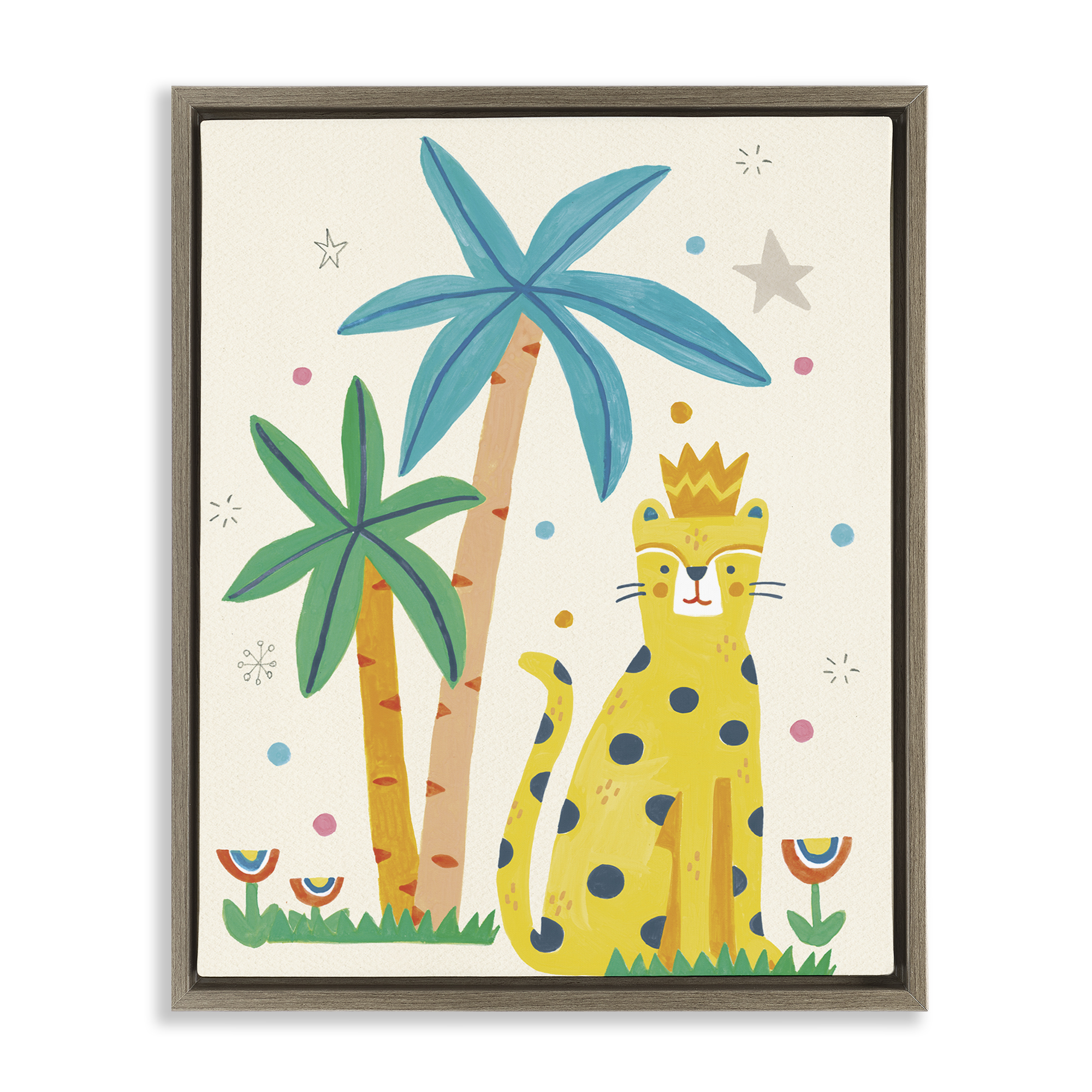 Stupell Industries Baby Cougar in Jungle Animals Painting Brown Floater Framed Canvas Art Print Wall Art, 25 x 31