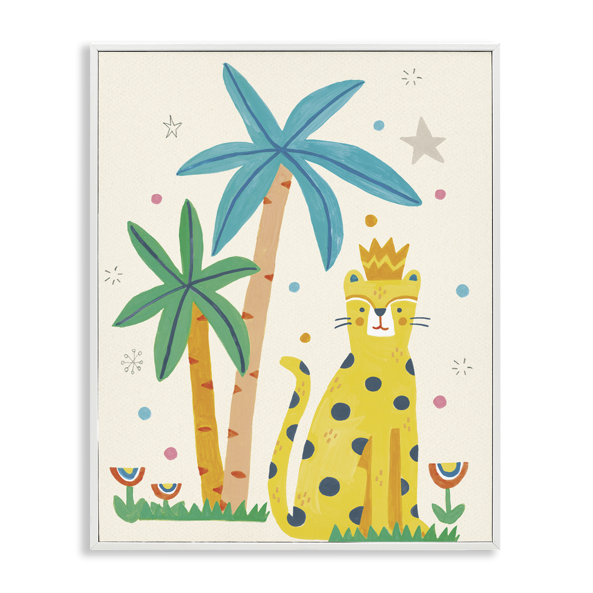 Stupell Industries Baby Cougar in Jungle Animals Painting White Framed Art Print Wall Art, 16 x 20