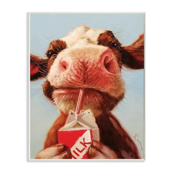 Stupell Industries Baby Cow Milk Box Carton Farm Portrait Animals & Insects Painting Unframed Art Print Wall Art, 13 x 19