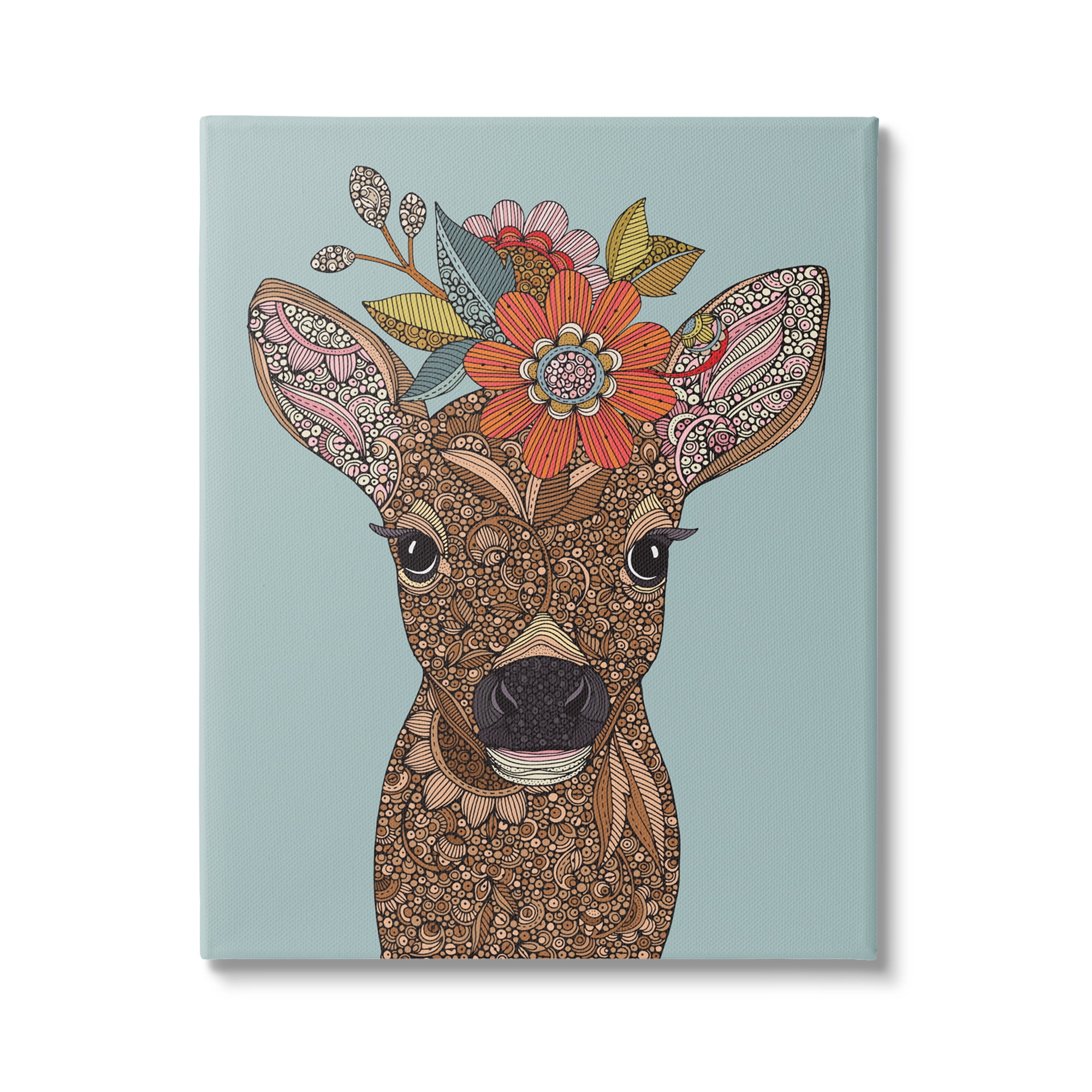Stupell Industries Baby Deer Fawn Flower Crown Intricate Paisley Designs Graphic Art Gallery Wrapped Canvas Print Wall Art, Design by Valentina Harper