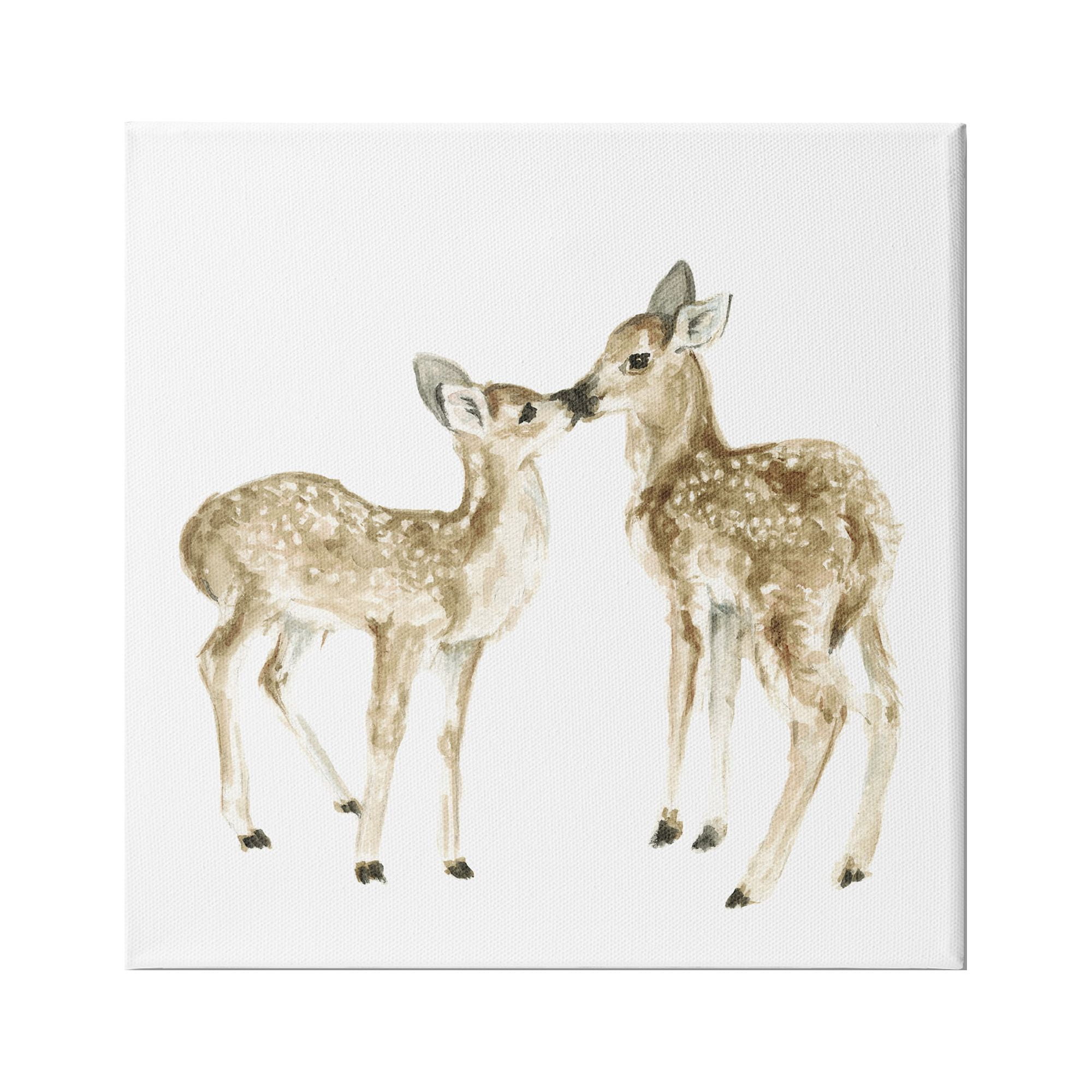 Stupell Industries Baby Deer Fawn Watercolor Painting Kids' Nursery Animal, 36 x 36,Design by Fox Hollow Studios