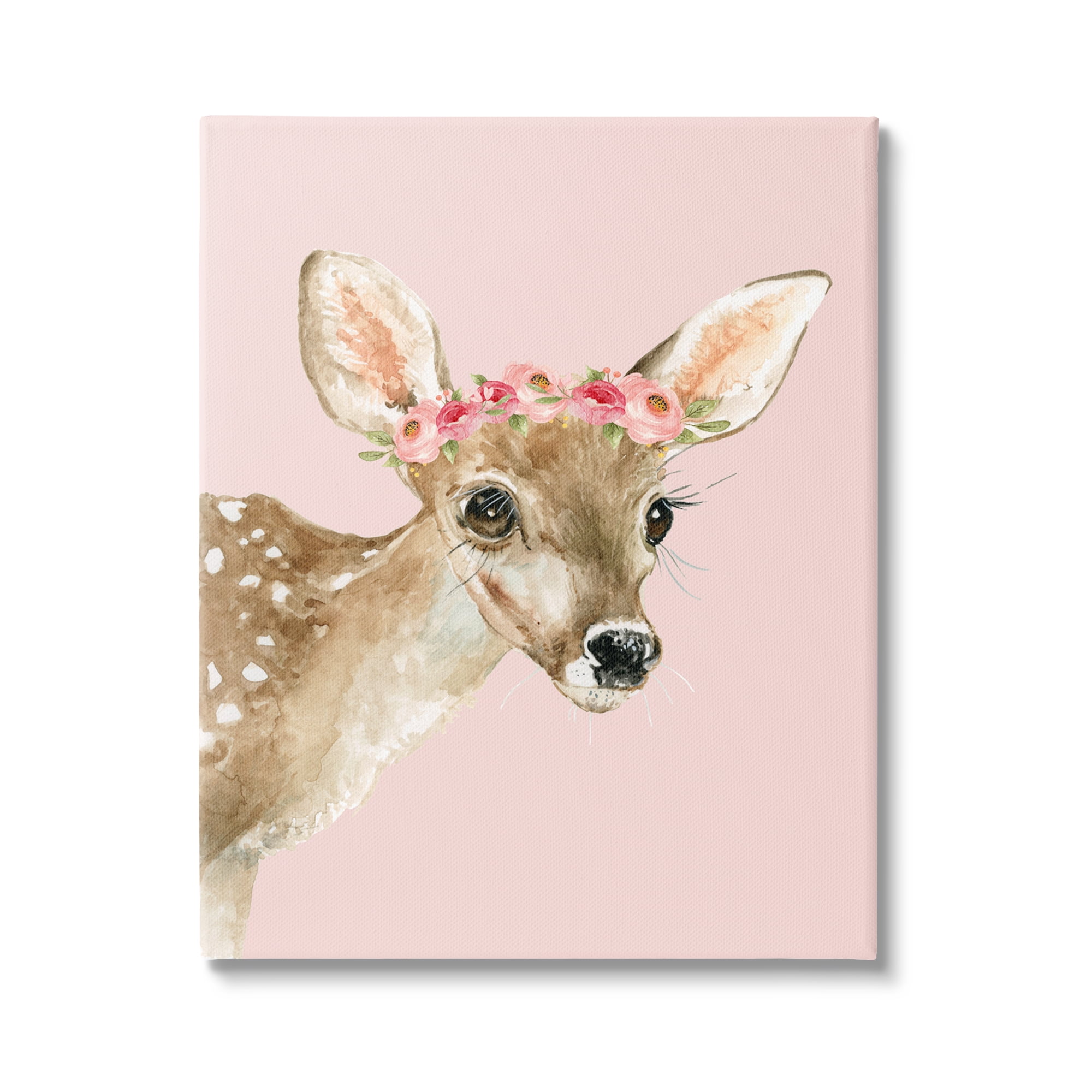 Stupell Industries Baby Deer Flower Crown Animals & Insects Painting Gallery Wrapped Canvas Art Print Wall Art, 30 x 40