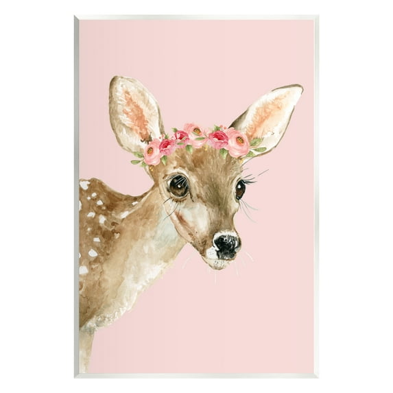 Stupell Industries Baby Deer Flower Crown Animals & Insects Painting Unframed Art Print Wall Art, 13 x 19