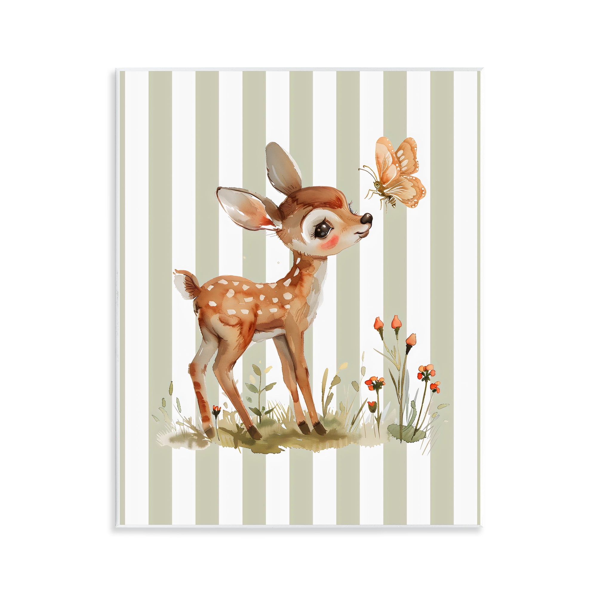 Stupell Industries Baby Deer with Butterfly Wall Plaque Art, design by LSR Design Studio
