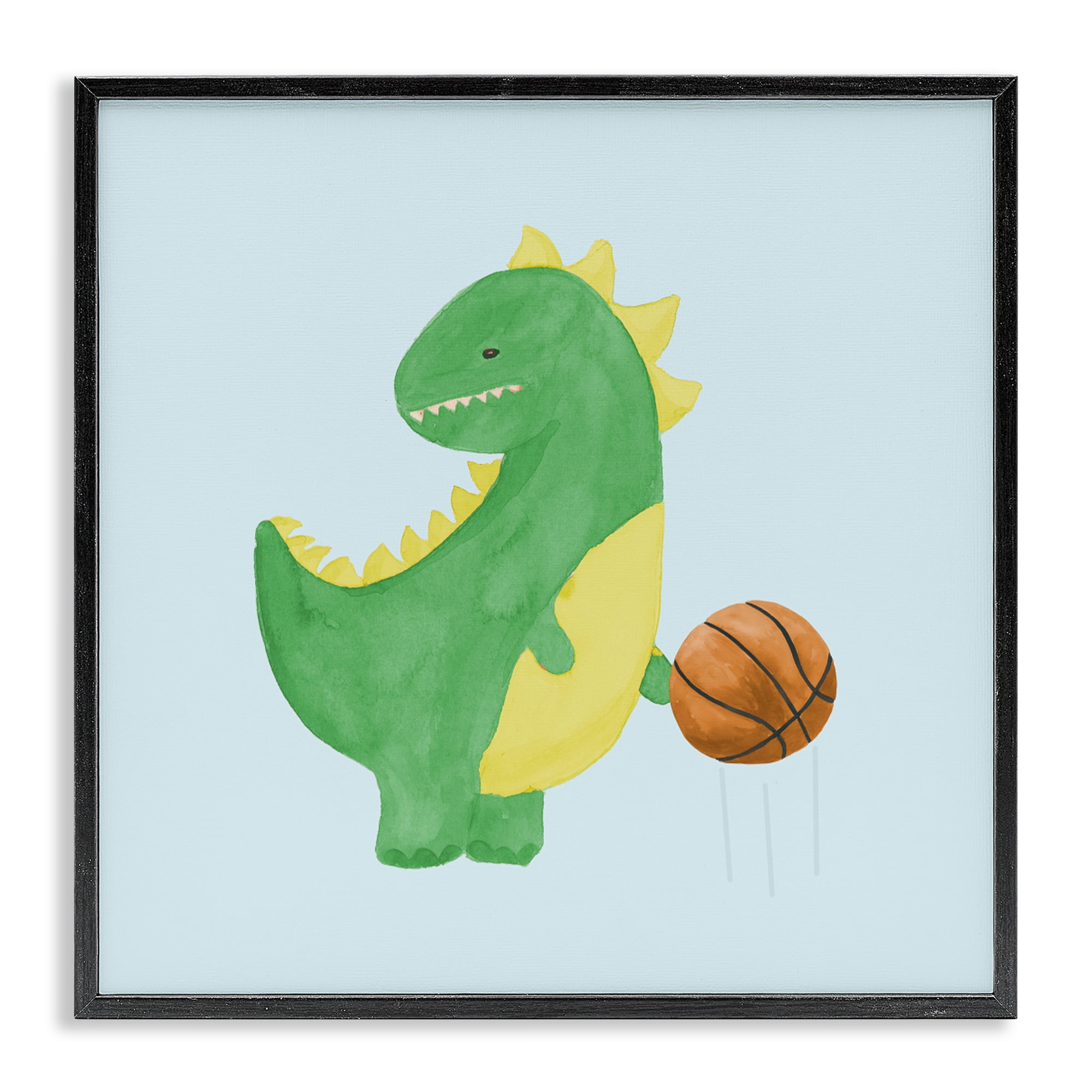 Stupell Industries Baby Dino & Basketball Black Framed Giclee Art, design by Lucille Price