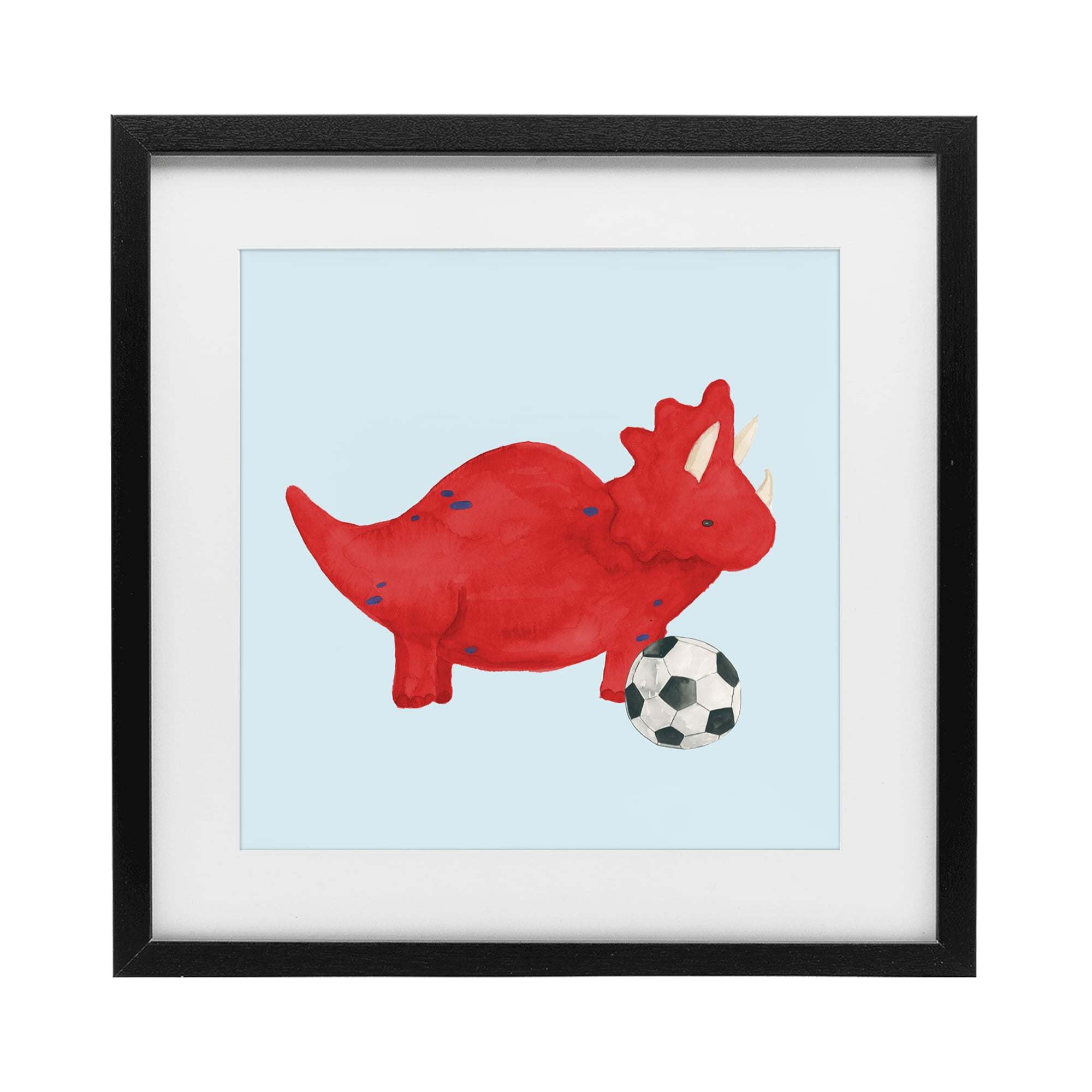 Stupell Industries Baby Dino with Ball Black Framed Print Under Glass, design by Lucille Price
