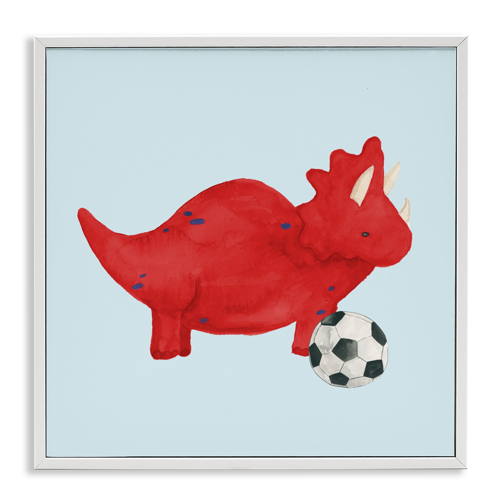 Stupell Industries Baby Dino with Ball White Framed Giclee Art, design by Lucille Price