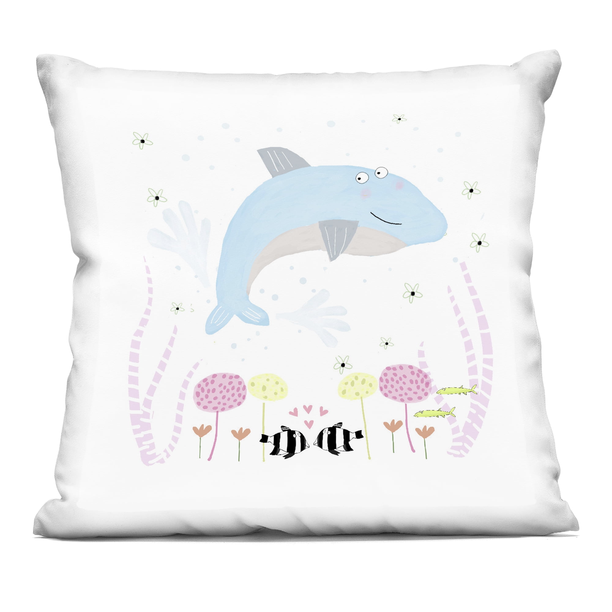 Stupell Industries Baby Dolphin & Flowers Decorative Printed Throw Pillow design by Carla Daly, 18 x 7 x 18