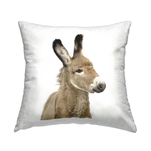Stupell Industries Baby Donkey Farm Animal Smile Square Decorative Printed Throw Pillow, 18 x 18,