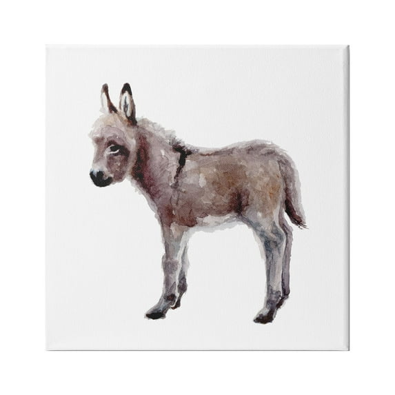 Stupell Industries Baby Donkey Watercolor Portrait Children's Nursery Animal, 17 x 17,Design by Fox Hollow Studios
