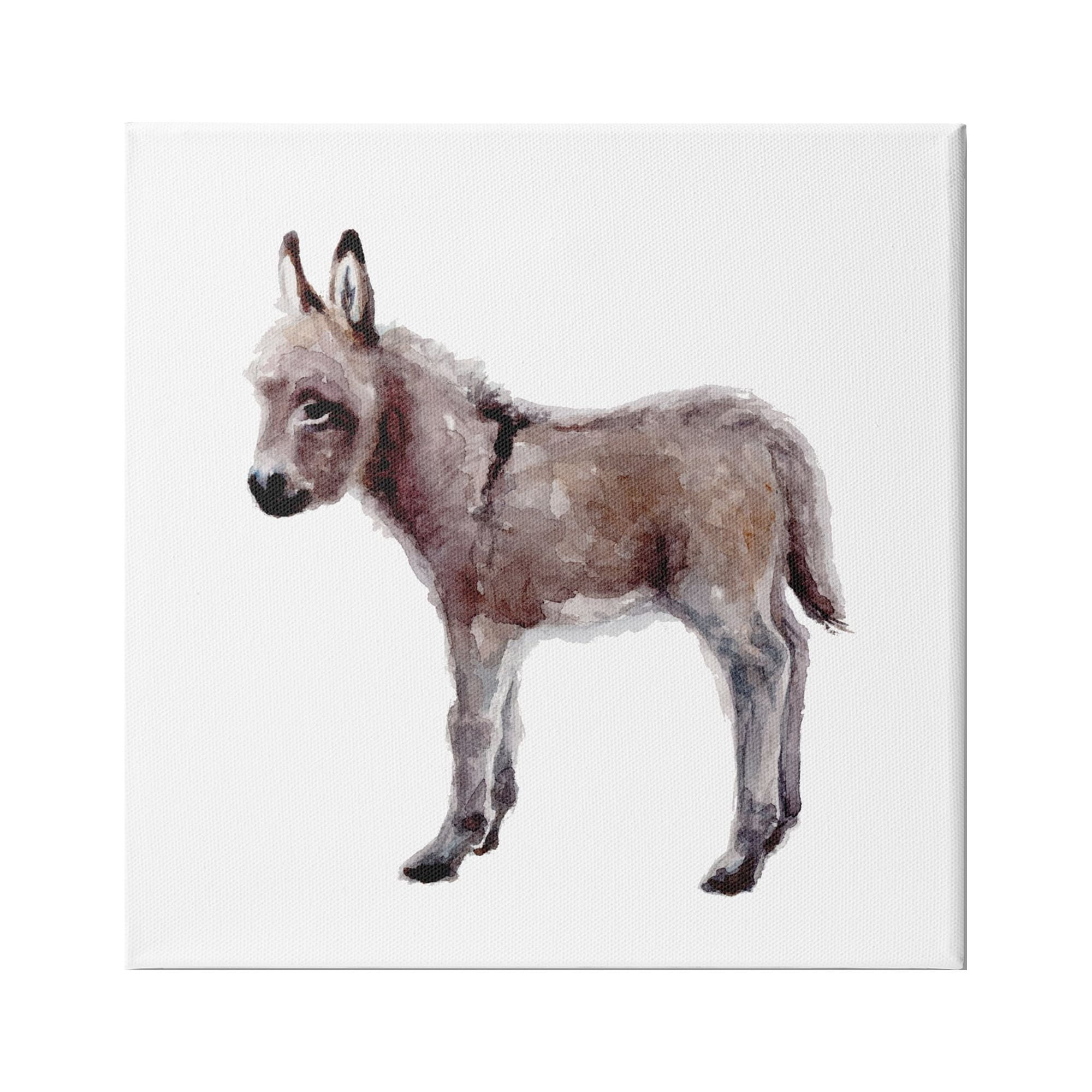 Stupell Industries Baby Donkey Watercolor Portrait Children's Nursery Animal, 36 x 36,Design by Fox Hollow Studios
