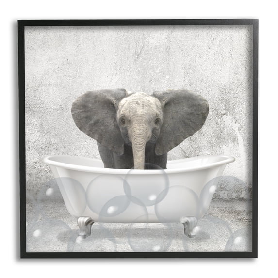 Stupell Industries Baby Elephant Bath Time Cute Animal Design, 24 x 24,Design by Kimberly Allen