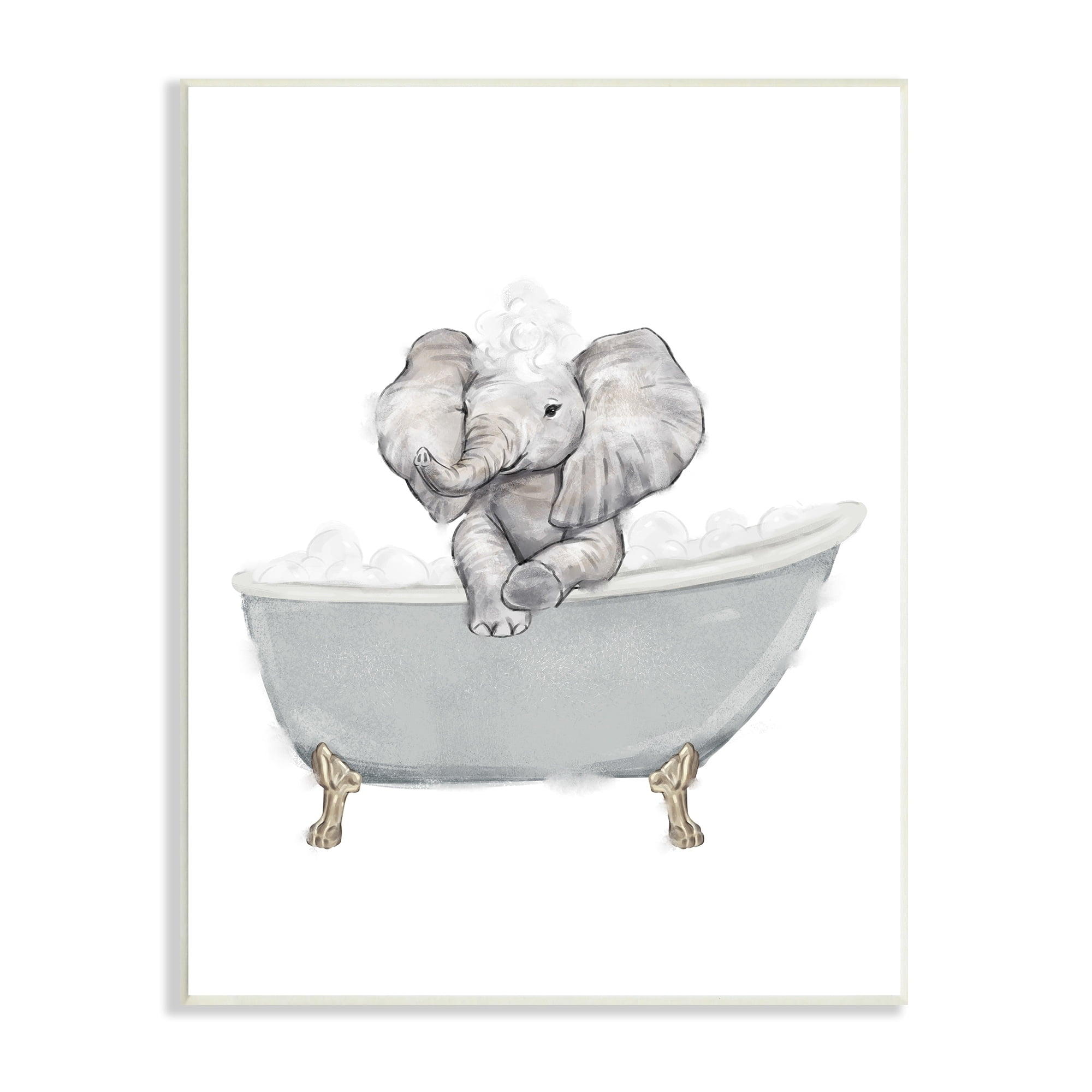 Stupell Industries Baby Elephant Bubble Claw Bathtub Safari Animal Bathroom, 10 x 15, Design by Ziwei Li