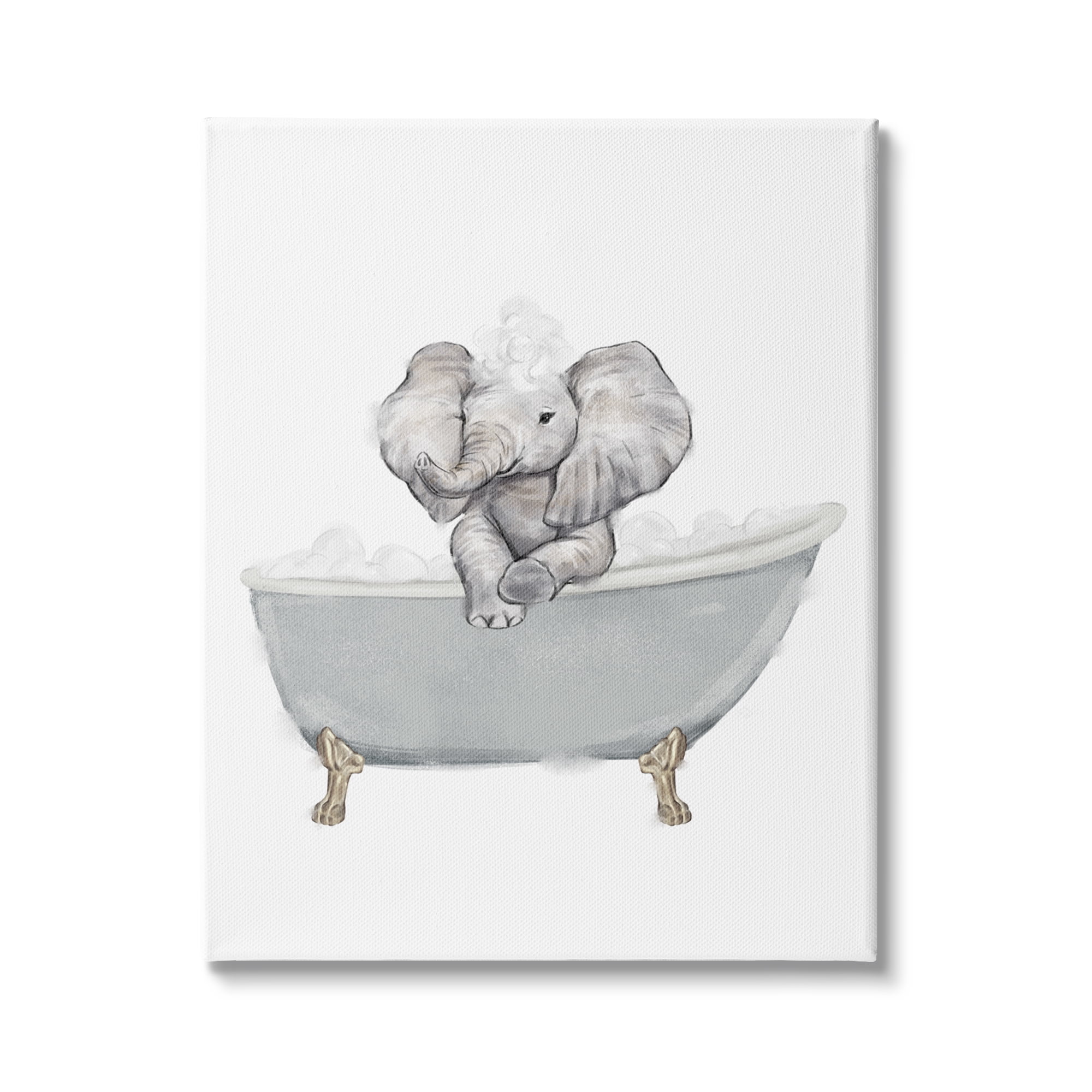 Stupell Industries Baby Elephant Bubble Claw Bathtub Safari Animal Bathroom, 16 x 20, Design by Ziwei Li