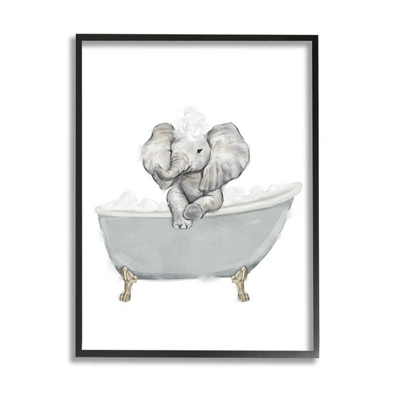 Stupell Industries Baby Elephant Bubble Claw Bathtub Safari Animal Bathroom, 24 x 30, Design by Ziwei Li