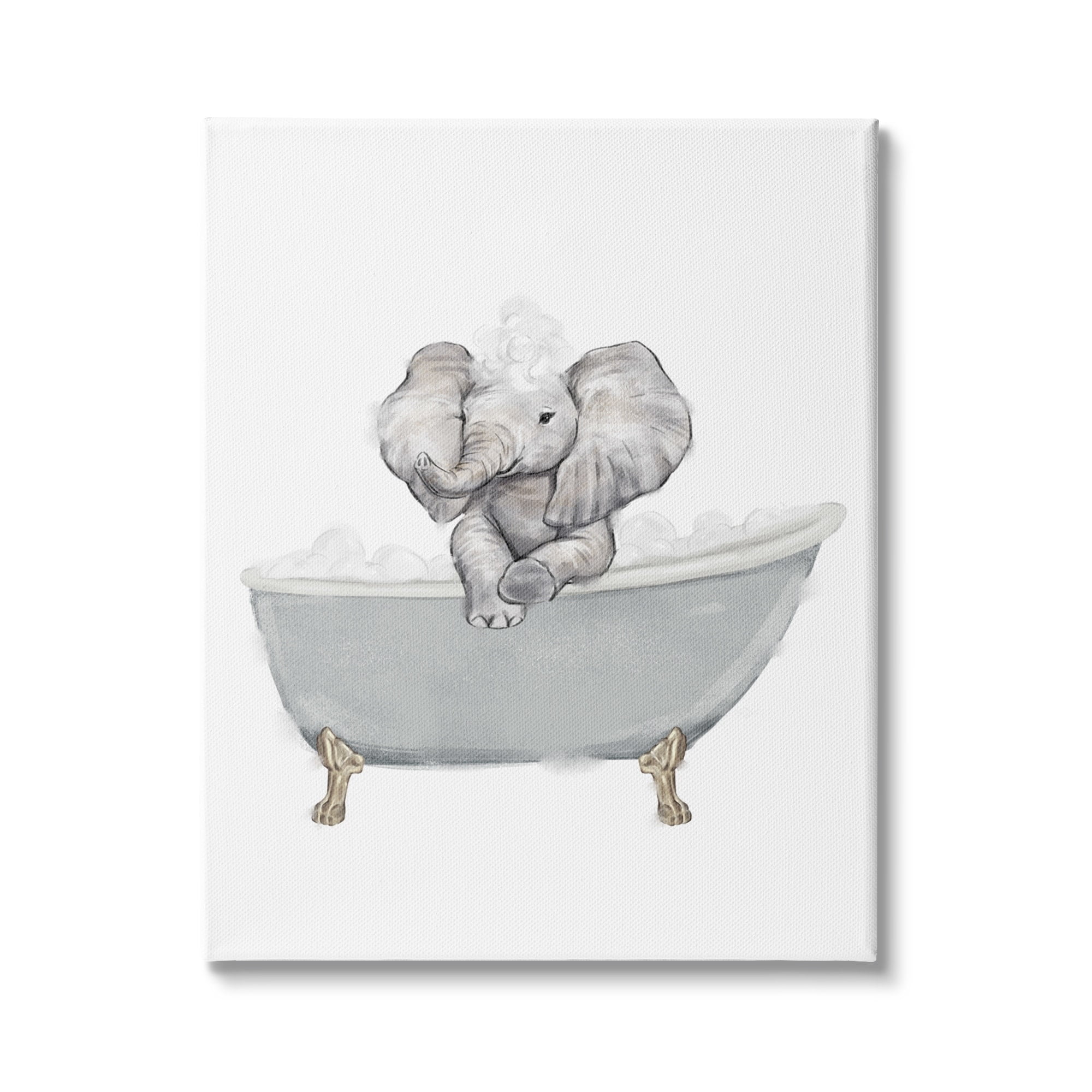 Stupell Industries Baby Elephant Bubble Claw Bathtub Safari Animal Bathroom, 36 x 48, Design by Ziwei Li