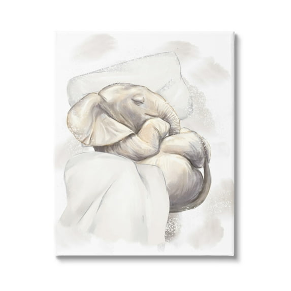 Stupell Industries Baby Elephant Nursery Animal Cozy Pillow Nap,16 x 20, Design by Ziwei Li
