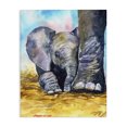 thumbnail image 1 of Stupell Industries Traditional Baby Elephant at Feet Portrait Vibrant Blue Yellow Canvas Art, 16 x 20, by George Dyachenko, 1 of 7