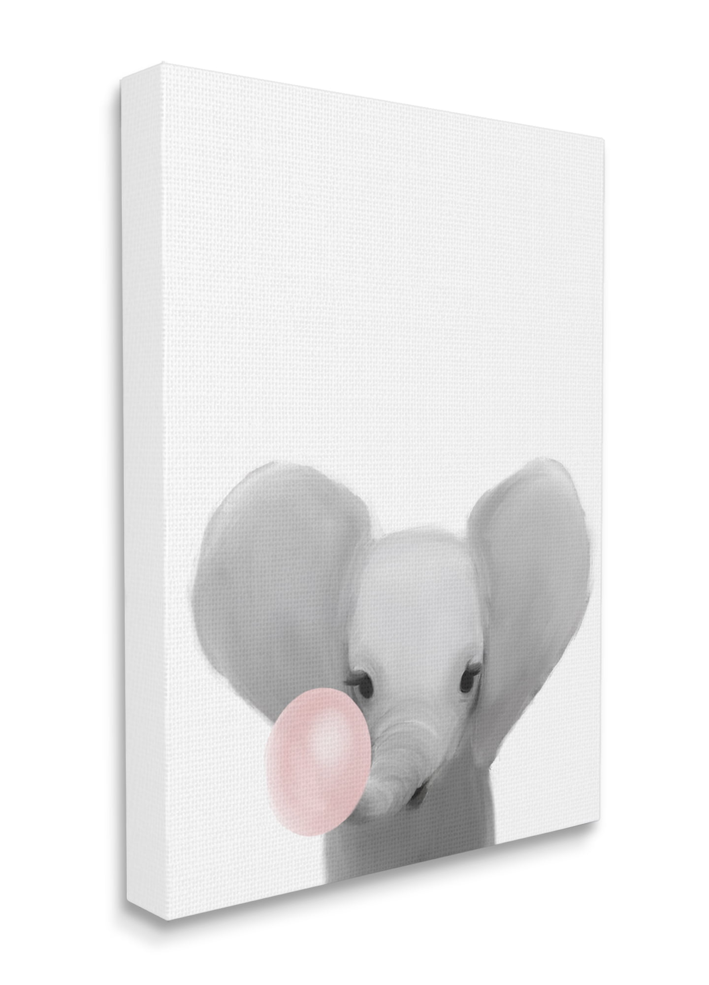Stupell Industries Baby Elephant with Pink Bubble Gum Safari Animal Canvas Wall Art, 36 x 48, Design by Leah Straatsma
