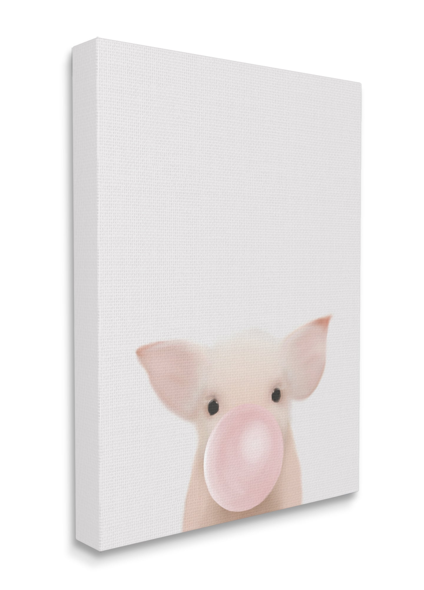 Stupell Industries Baby Farm Piglet with Pink Bubble Gum Canvas Wall Art, 24 x 30, Design by Leah Straatsma