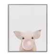 thumbnail image 1 of Stupell Industries Scandinavian Baby Farm Piglet with Pink Bubble Gum Gray Framed Giclee Art, 11 x 14, by Leah Straatsma, 1 of 7