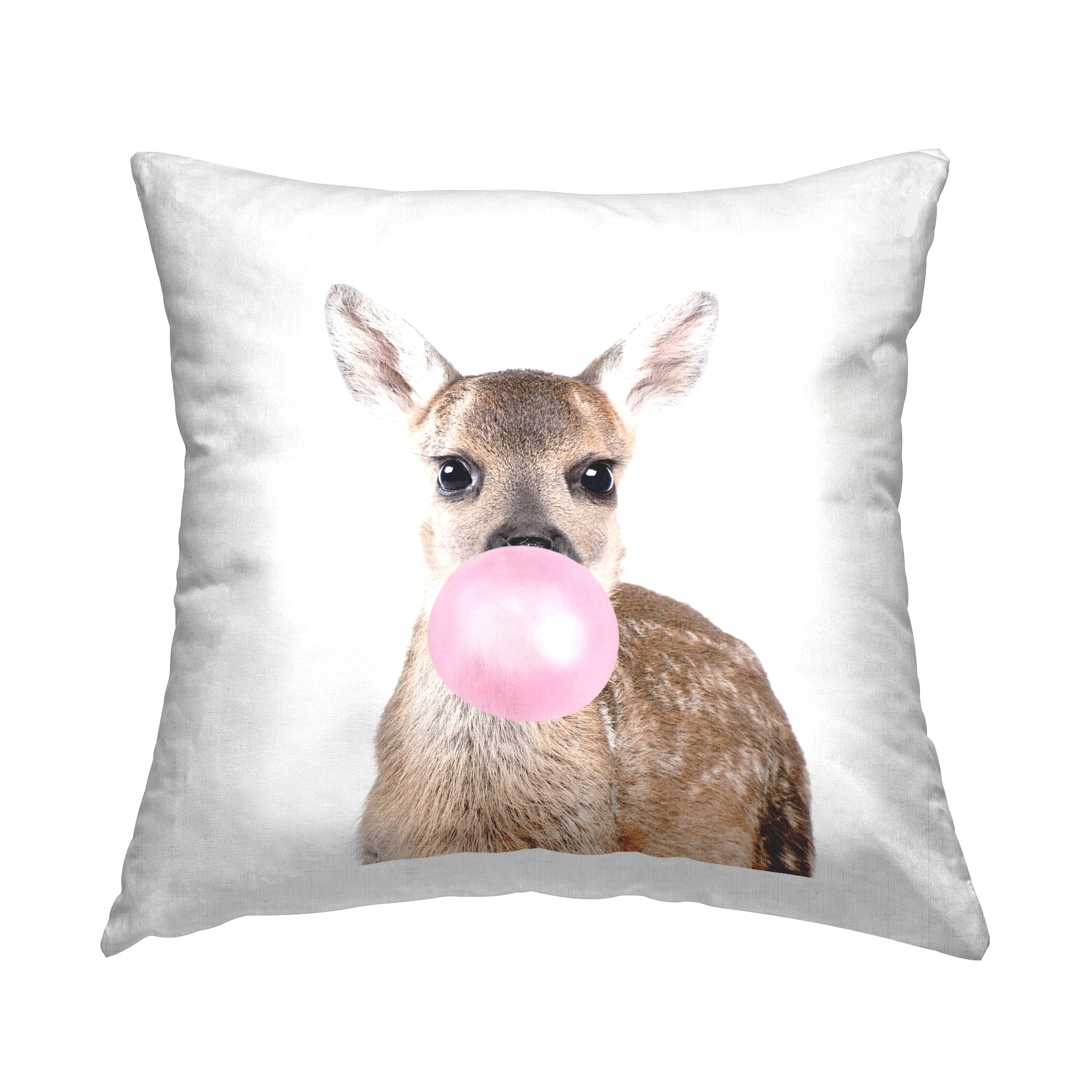 Stupell Industries Baby Fawn Deer Bubblegum Animal Square Decorative Printed Throw Pillow, 18 x 18,