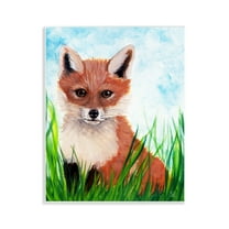 Stupell Industries Baby Fox in Grass Animals Painting Unframed Art Print Wall Art, 11 x 14