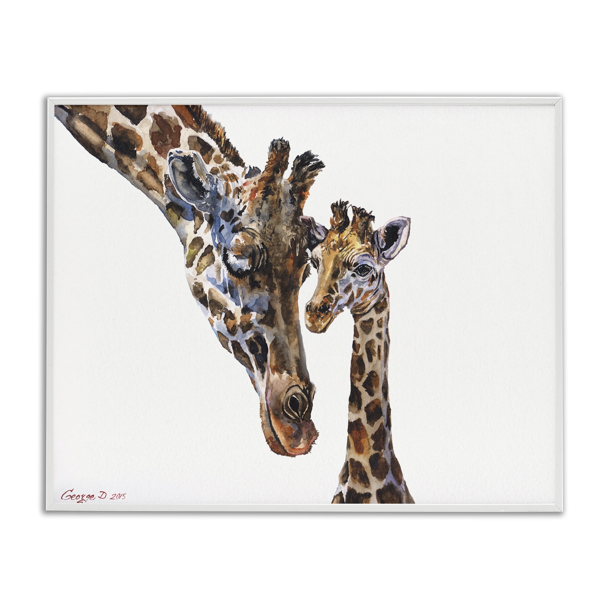 Stupell Industries Baby Giraffe Animal Watercolor Animals & Insects Painting White Framed Art Print Wall Art, 20 x 16