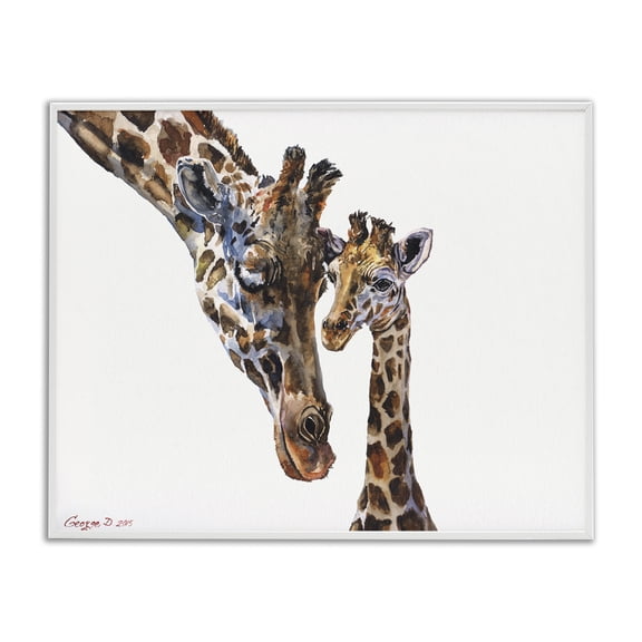 Stupell Industries Baby Giraffe Animal Watercolor Animals & Insects Painting White Framed Art Print Wall Art, 30 x 24