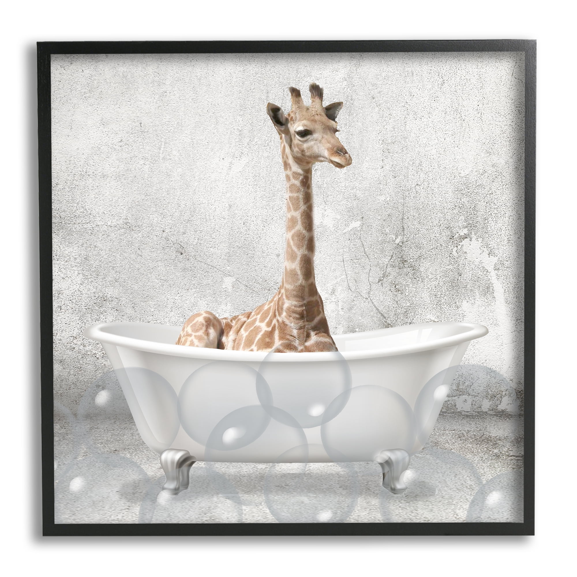 Stupell Industries Baby Giraffe Bath Time Cute Animal Design, 24 x 24,Design by Kimberly Allen