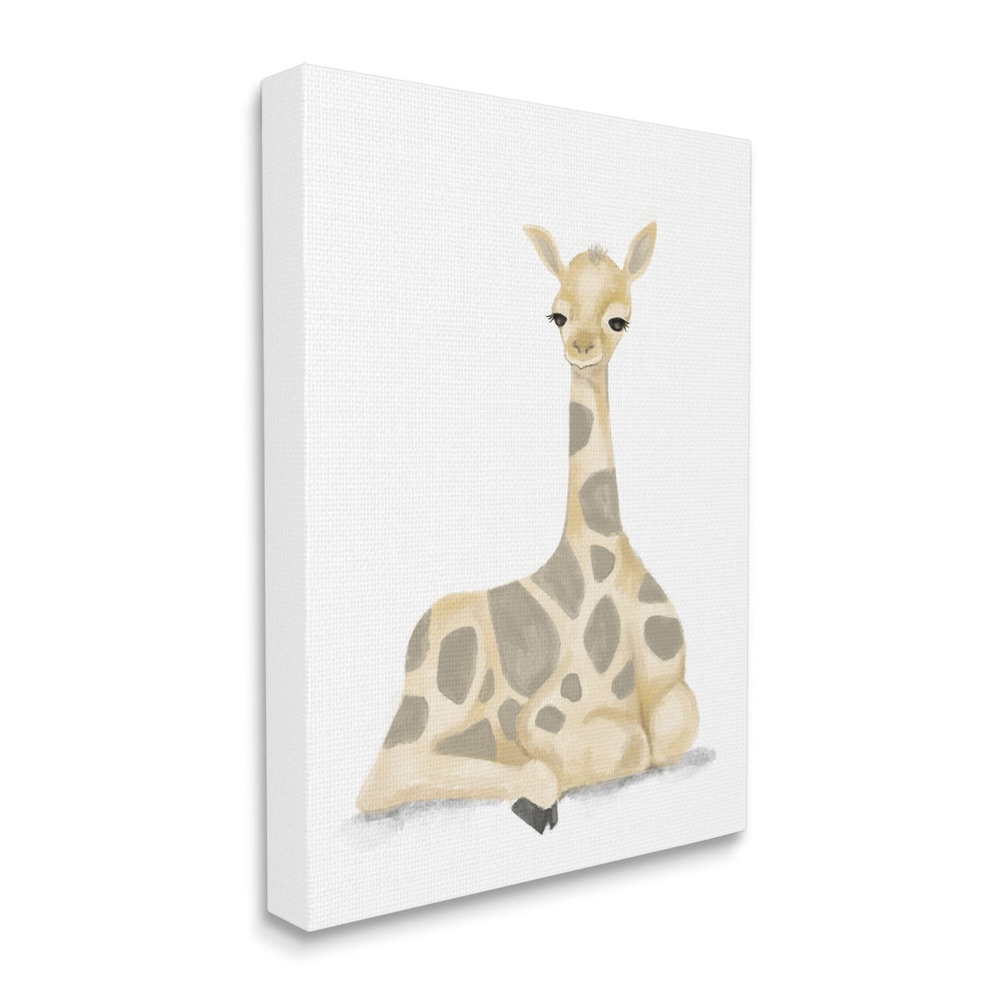 Stupell Industries Baby Giraffe Resting Soft Yellow Brown Illustration Canvas Wall Art, 36 x 48, Design by Daphne Polselli